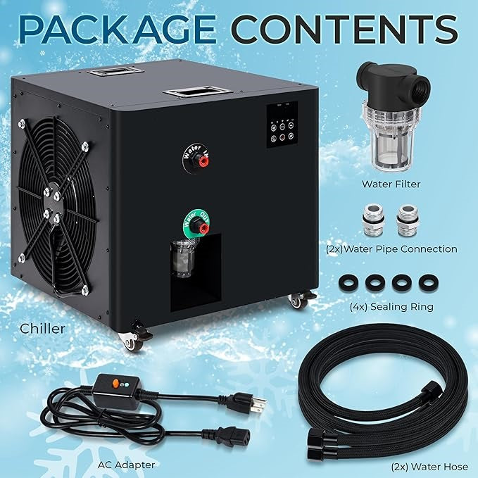 Cold Plunge Chiller System 1/2 HP Water Chillers with Quit Design Cooling Refregeration Compressor