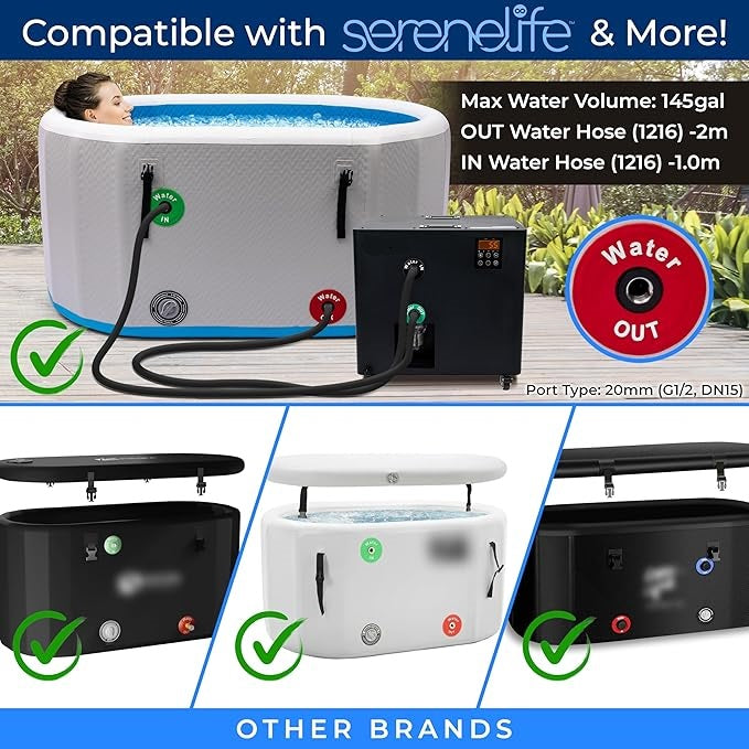 Cold Plunge Chiller System 1/2 HP Water Chillers with Quit Design Cooling Refregeration Compressor