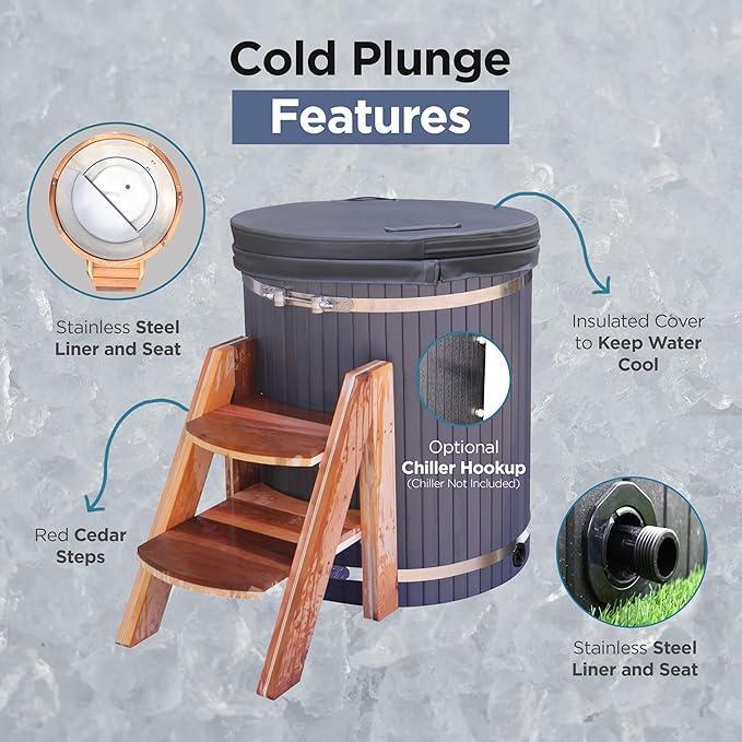 Portable Wooden Ice Bath Cold Plunge Tub